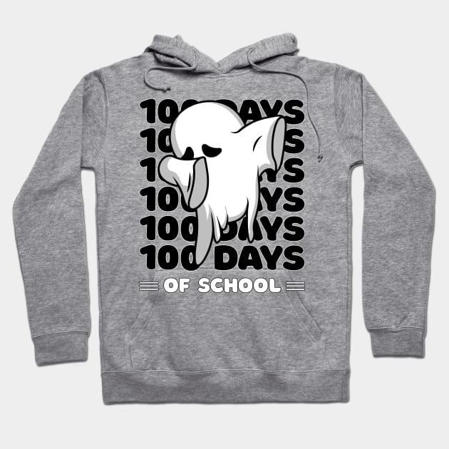 100 Days of school typography featuring a Cute Dabbing ghost #3 Hoodie by XYDstore